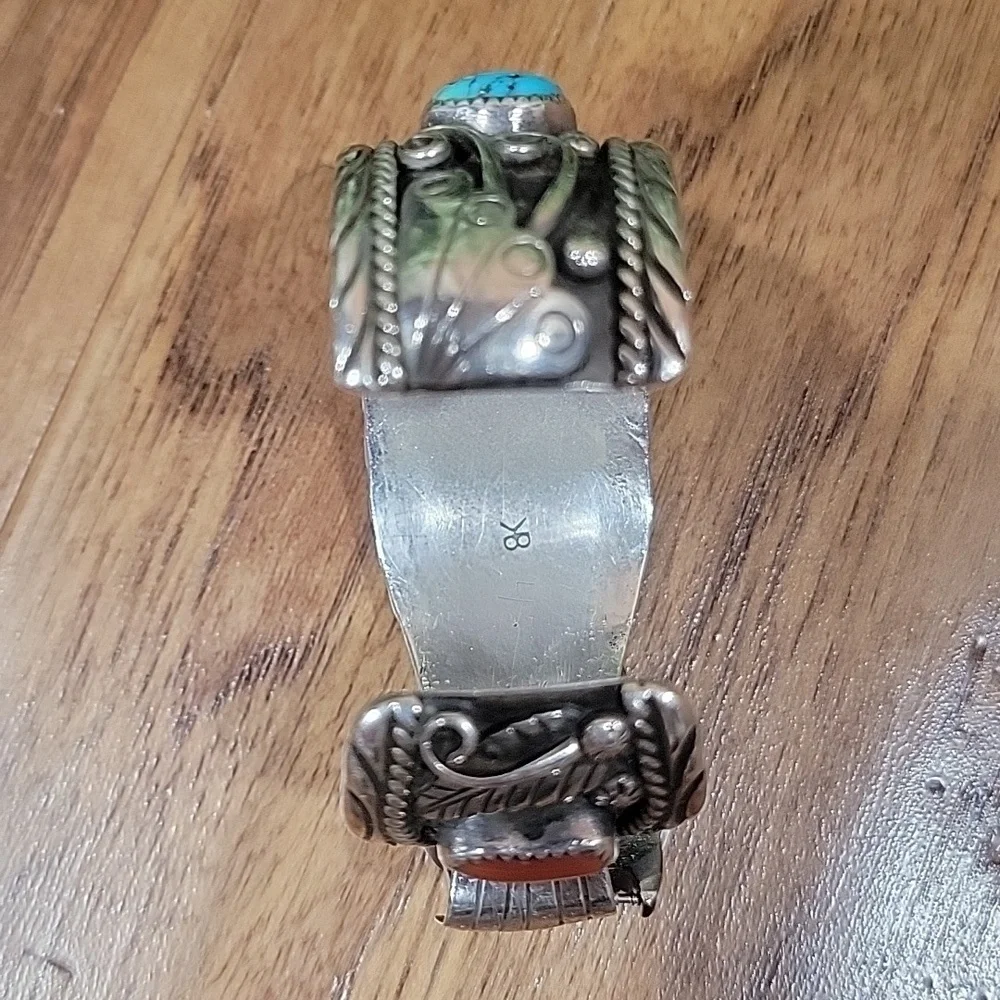 1950's Rare Navajo Sidewinder Cuff Bracelet Watch - Picture 9 of 16